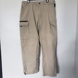 BC Clothing Men's XXL x32 Tan Beige Convertible Pants Zip Off Shorts Outdoor